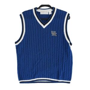 Sports In Motion Sweater Vest Men's Size Large Kentucky Wildcats Cable Knit Blue